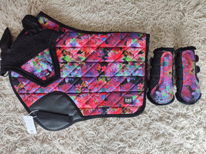 Saddle Pad Set with Brushing Boots FLORAL FANTASY