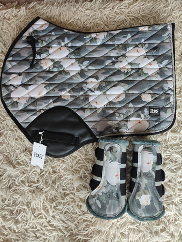 Saddle Pad Set with BRUSHING Boots CAMO FLORAL (no bonnet)