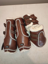 Load image into Gallery viewer, CLEARANCE PRICE! Brown leather jump boots set + brown stirrups crystals