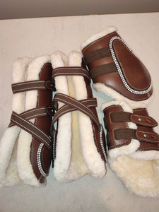 CLEARANCE PRICE! Brown leather jump boots set