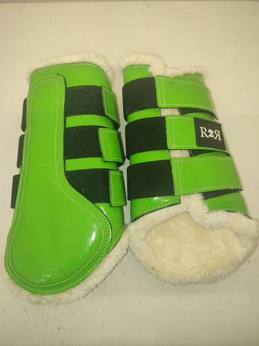 CLEARANCE SALE! Brushing Boots LIME White Fleece