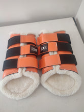 Load image into Gallery viewer, CLEARANCE SALE! Brushing Boots ORANGE White Fleece