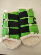 Load image into Gallery viewer, CLEARANCE SALE! Brushing Boots LIME White Fleece