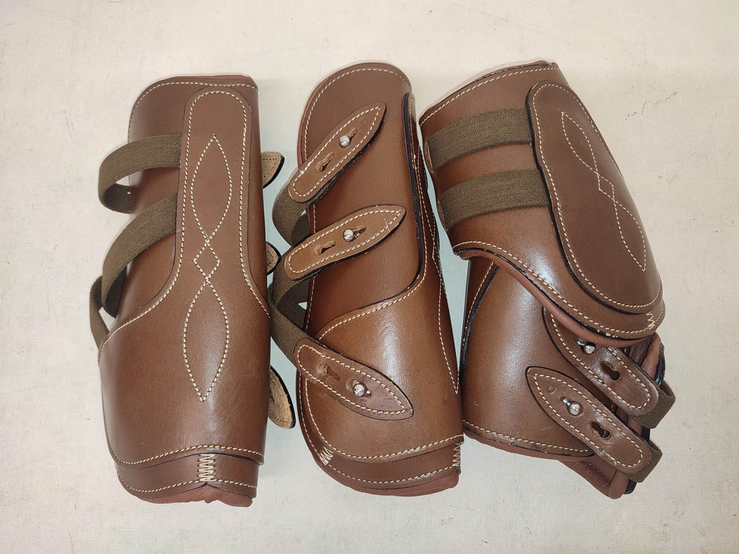 CLEARANCE PRICE! Open Front Boots + Matching Back Boots LEATHER Brown