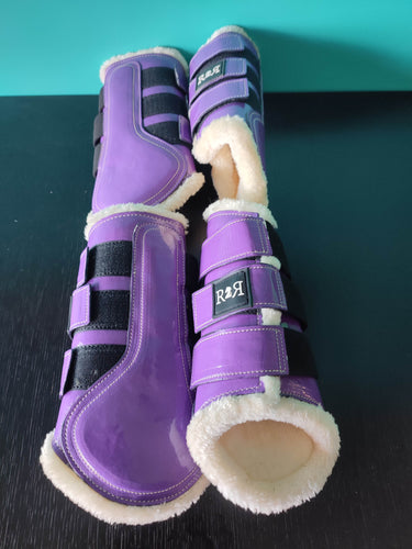 CLEARANCE SALE! Brushing Boots PURPLE White Fleece