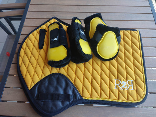 *Clearance Saddle Pad Set with Boots Mustard Yellow