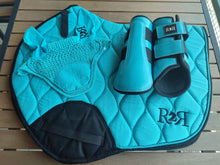 Load image into Gallery viewer, *Clearance Saddle Pad Set with Brushing Boots + bonnet Turquoise