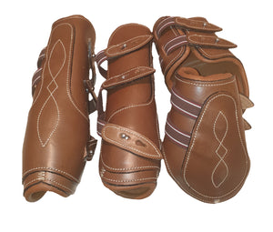 CLEARANCE PRICE! Open Front Boots + Matching Back Boots LEATHER Brown