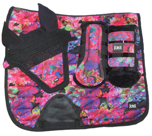 Saddle Pad Set with BRUSING Boots FLORAL FANTASY DRESSAGE