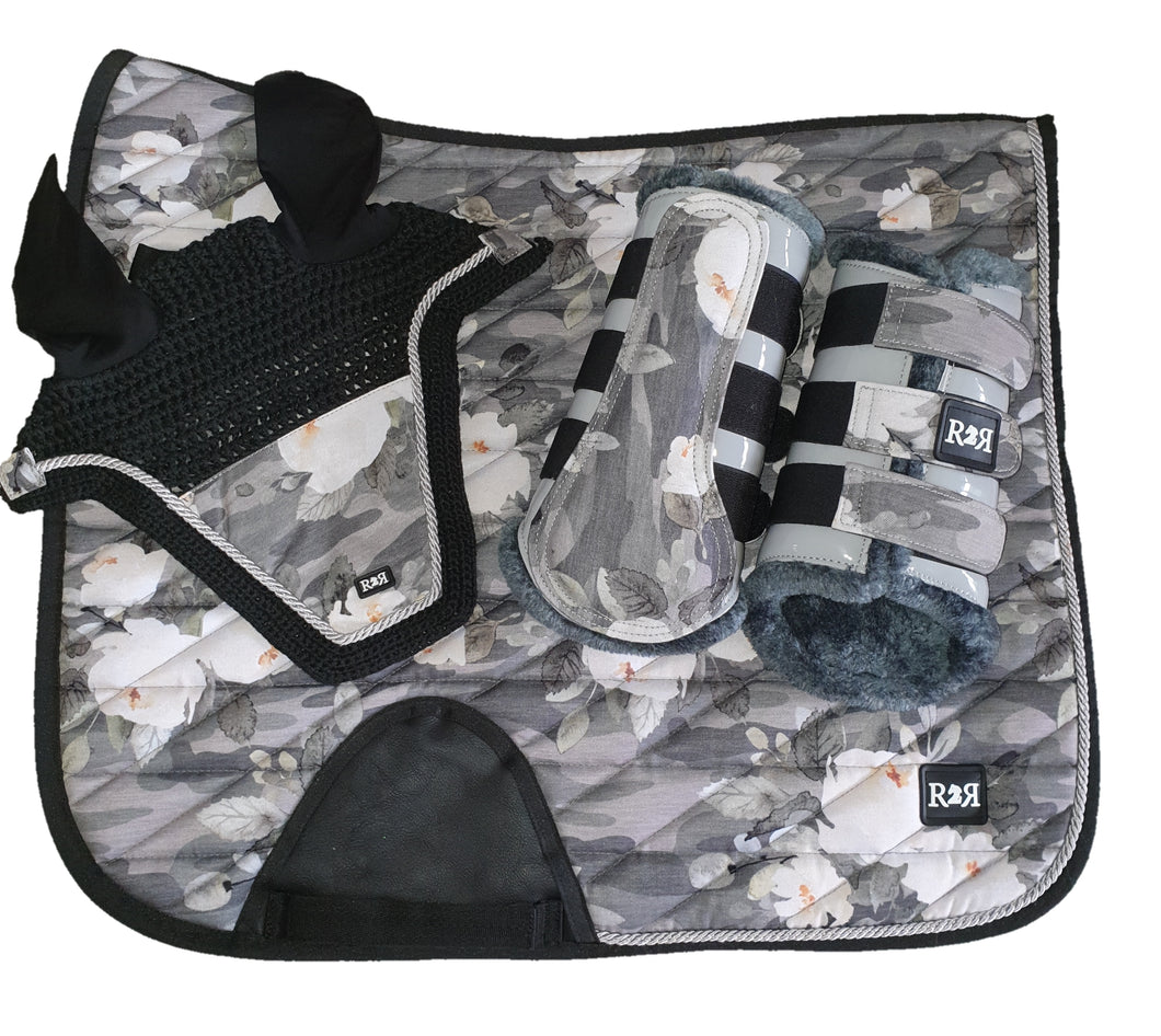 Saddle Pad Set with BRUSING Boots CAMO FLORAL DRESSAGE