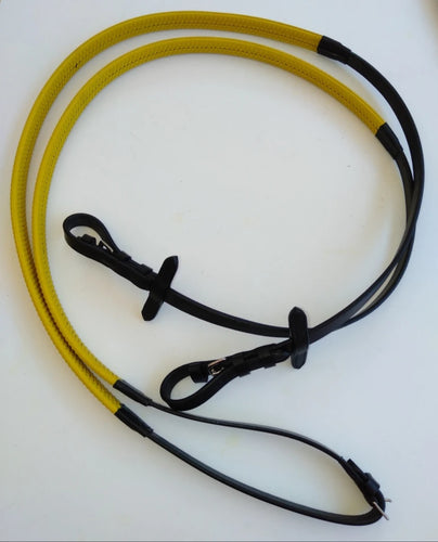 CLEARANCE SALE! RUBBER GRIP LEATHER REINS YELLOW