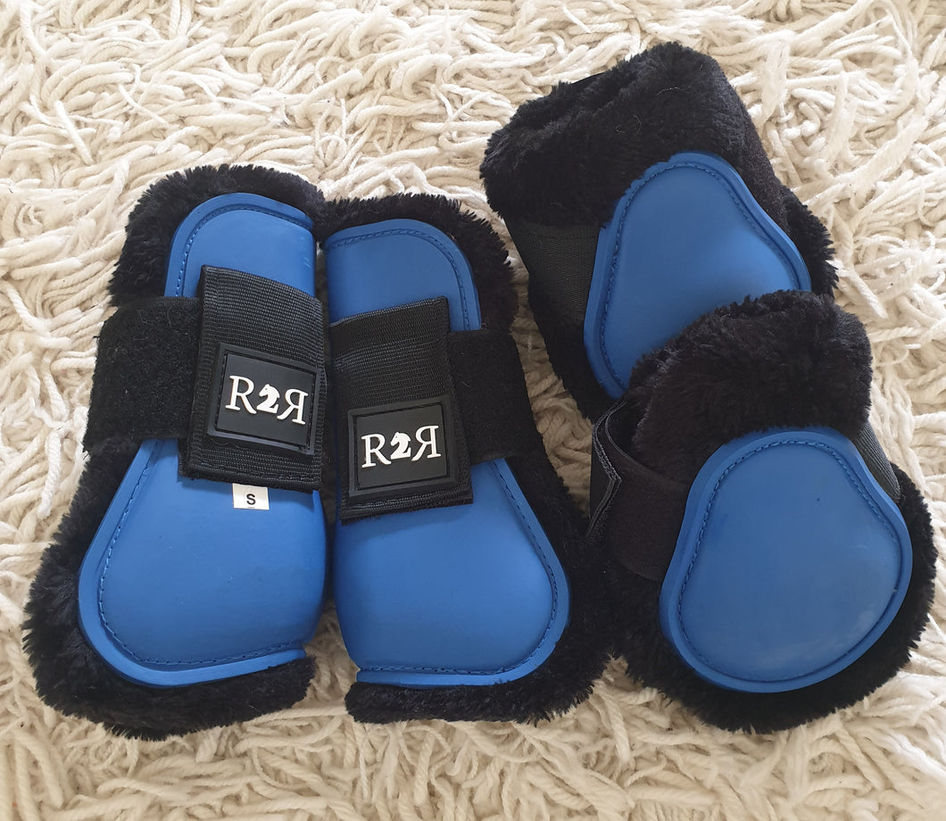CLEARANCE PRICE! Open Front Boots + Matching Back Boots Royal Blue SIZE PONY