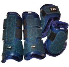 Load image into Gallery viewer, Open Front Boots + Matching Back Boots GLITTER BLUE TEAL