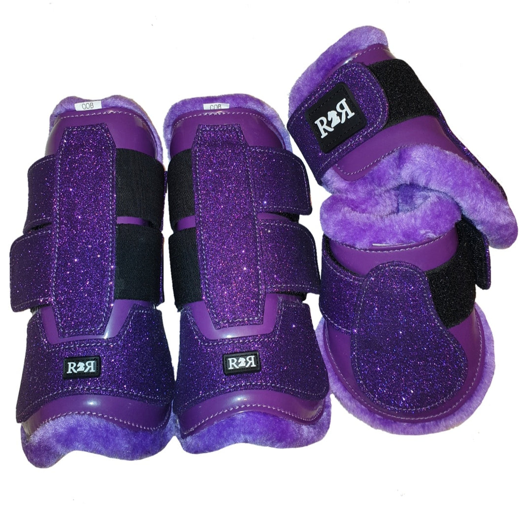 Open Front Boots + Matching Back Boots GLITTER PURPLE