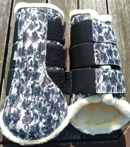 Clearance Price! Brushing Boots BLACK FLORAL
