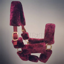 Load image into Gallery viewer, CLEARANCE PRICE! R2R Fluffy Halter Rose Gold Fittings BURGUNDY