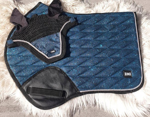 Saddle Pad + Matching Bonnet BLUE TEAL GLITTER