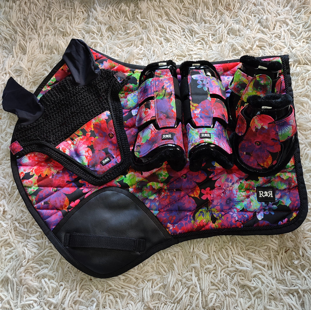 Saddle Pad Set with Jump Boots FLORAL FANTASY