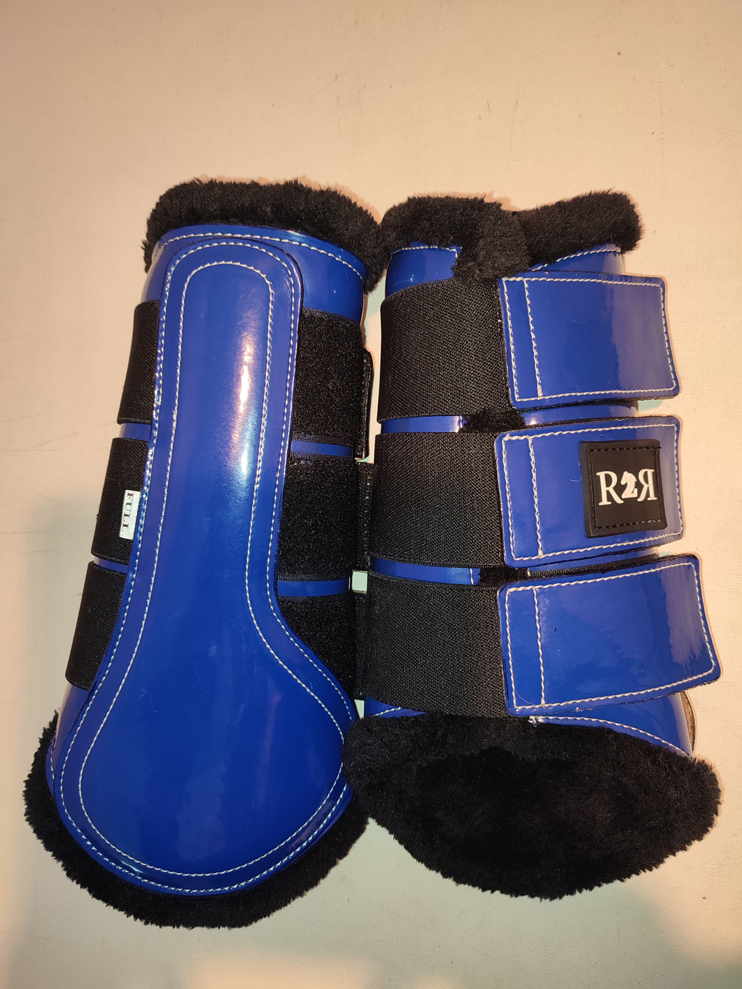 CLEARANCE SALE! Brushing Boots ROYAL BLUE Black Fleece