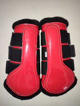 Load image into Gallery viewer, CLEARANCE SALE! Brushing Boots RED Black Fleece
