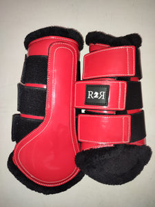 CLEARANCE SALE! Brushing Boots RED Black Fleece