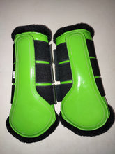 Load image into Gallery viewer, CLEARANCE SALE! Brushing Boots LIME Black Fleece