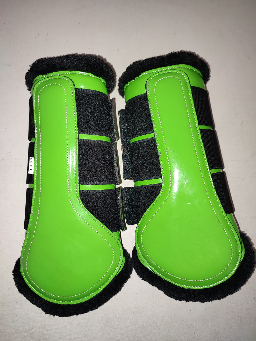 CLEARANCE SALE! Brushing Boots LIME Black Fleece