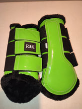 Load image into Gallery viewer, CLEARANCE SALE! Brushing Boots LIME Black Fleece