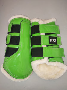 CLEARANCE SALE! Brushing Boots LIME White Fleece