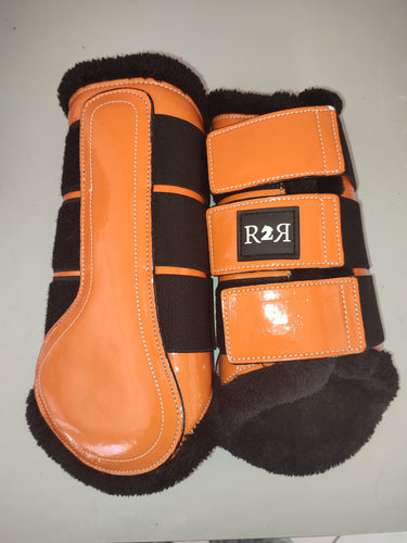 CLEARANCE SALE! Brushing Boots Orange Black Fleece