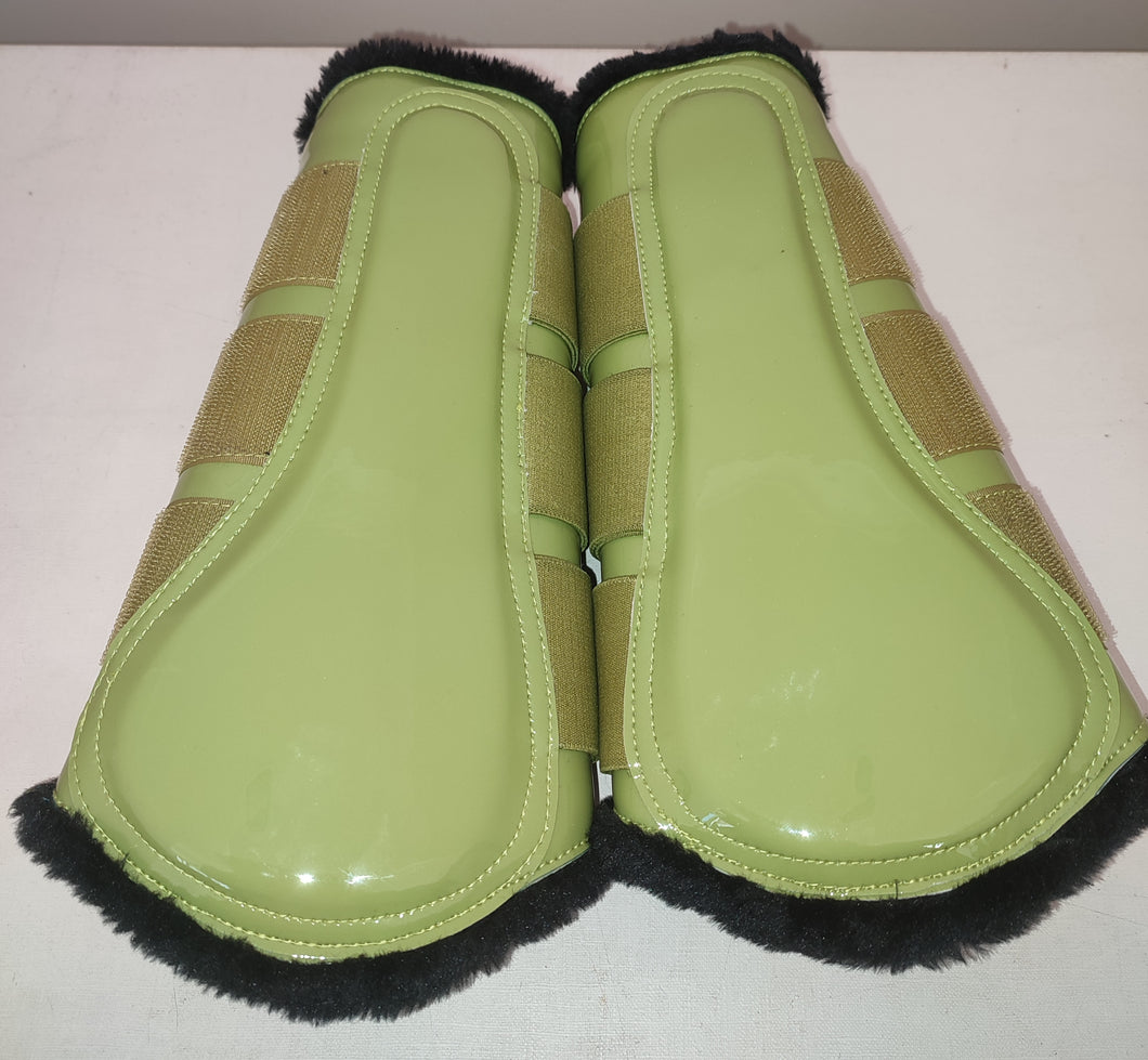 CLEARANCE SALE! Brushing Boots Olive Black Fleece